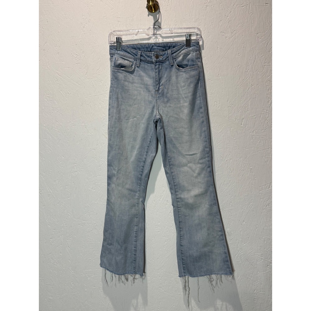 L'AGENCE Kendra High Rise Cropped Flare Jeans Indio Light Wash Raw Hem 2651RDM